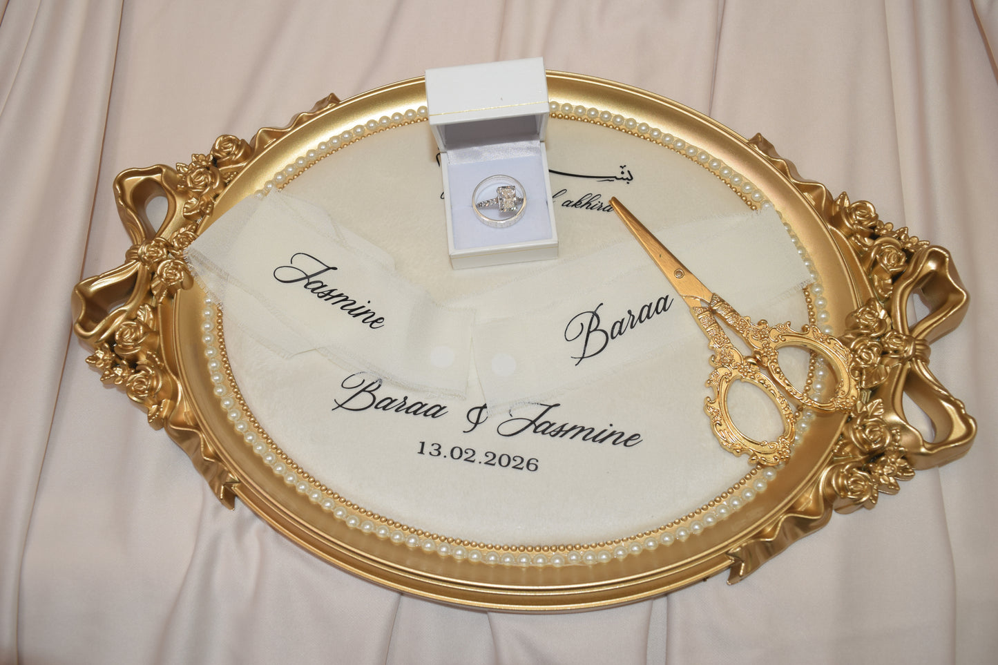 Ivory Vintage Velvet Ring Tray