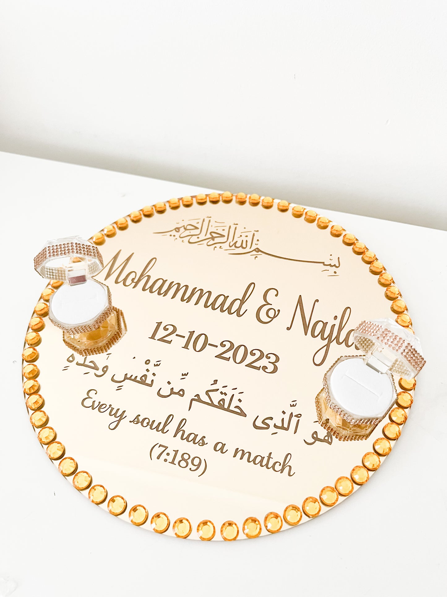 WM Simplistic Round Ring Tray (Gold) / engagement, nikkah, wedding tray