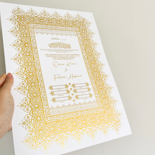 Foiled Nikkah Certificate - Style 2