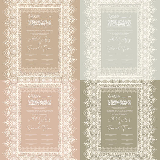 Neutral Nikkah Certificate (4 Colours available)