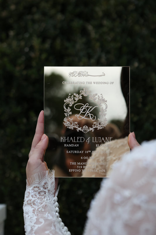 Mirror Wedding Display Invitation (GOLD or SILVER)