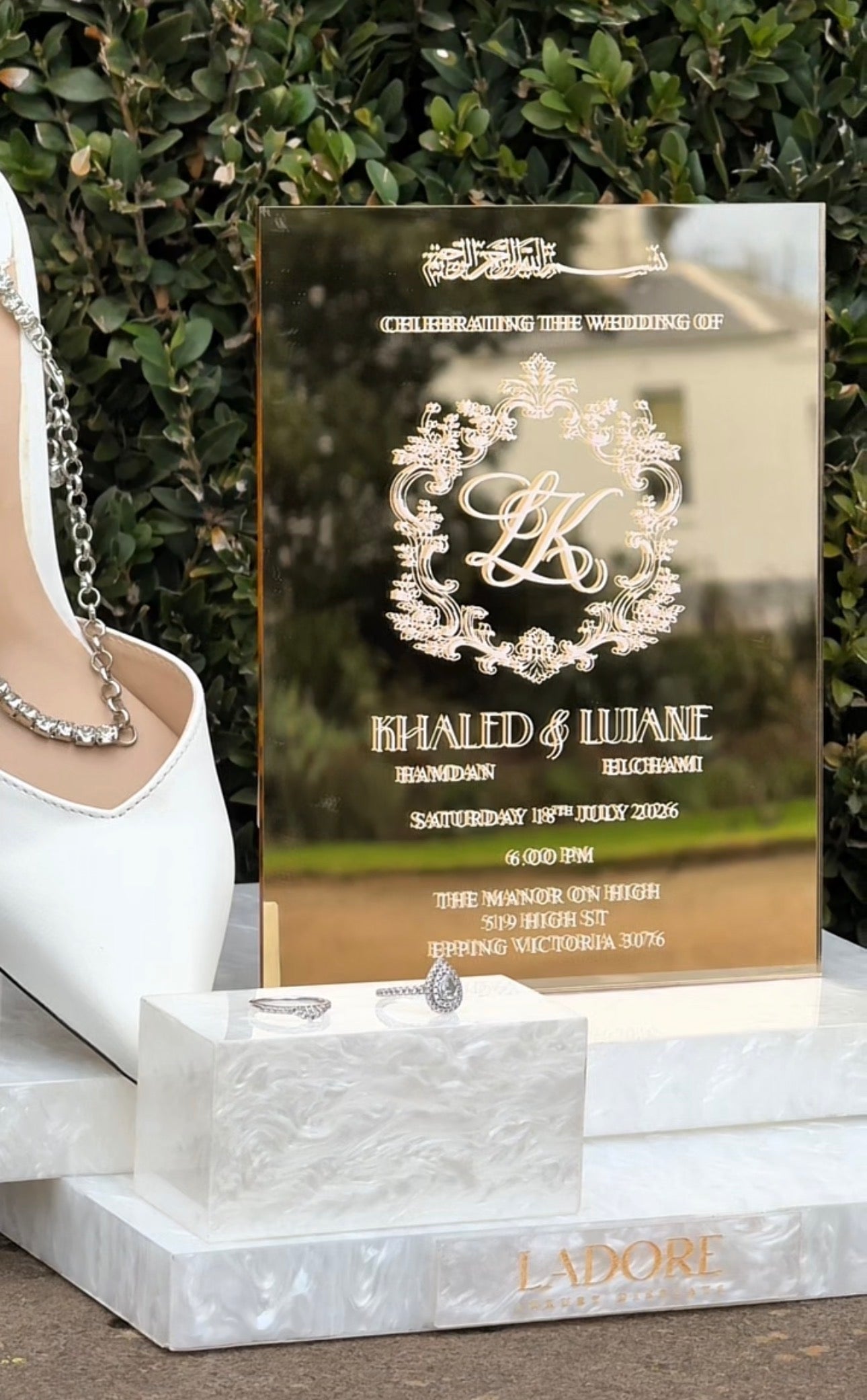 Mirror Wedding Display Invitation (GOLD or SILVER)