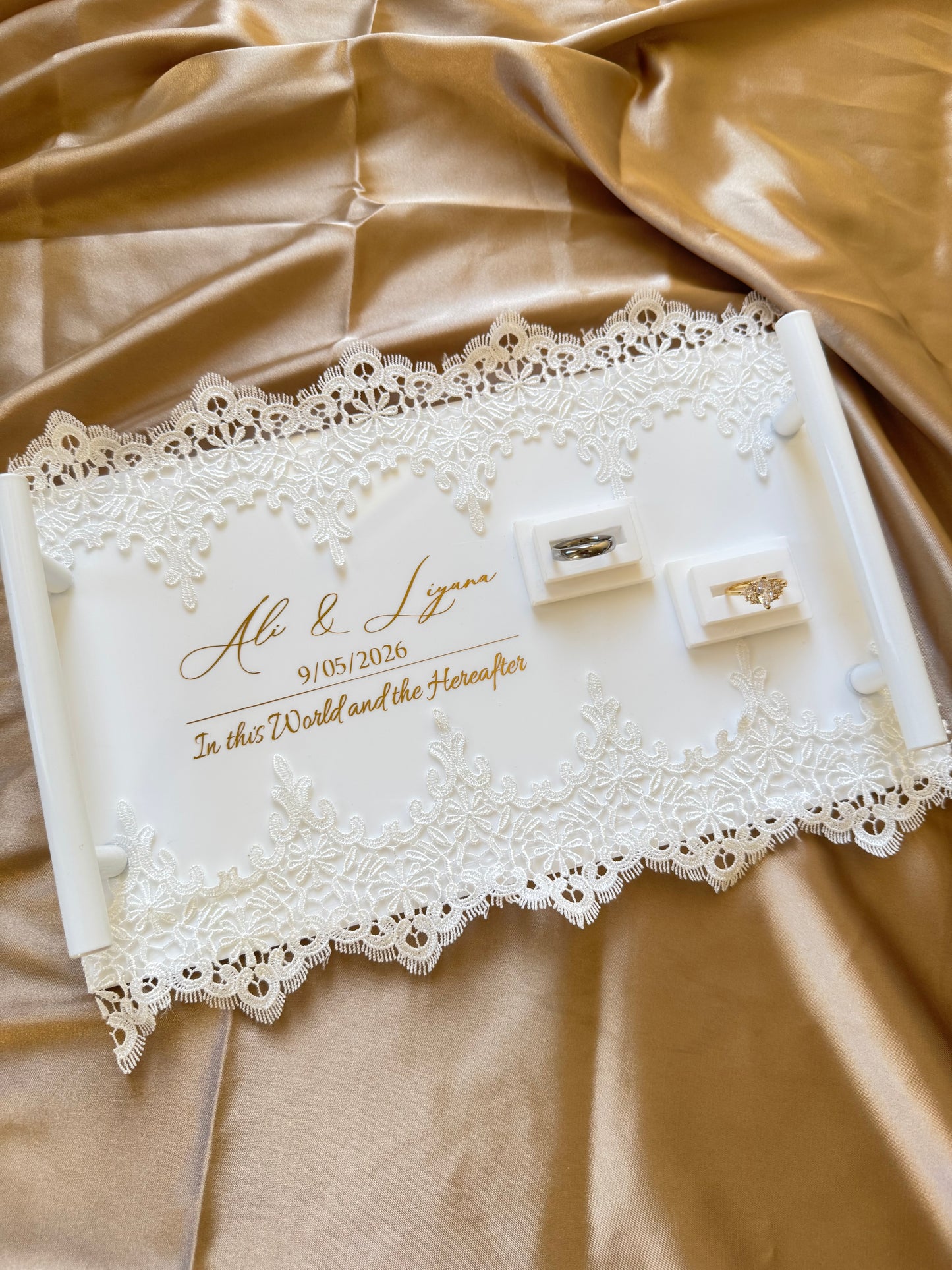Vintage Lace Embellished Ring tray