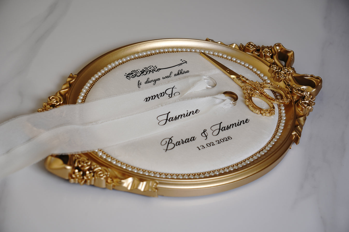 Ivory Vintage Velvet Ring Tray