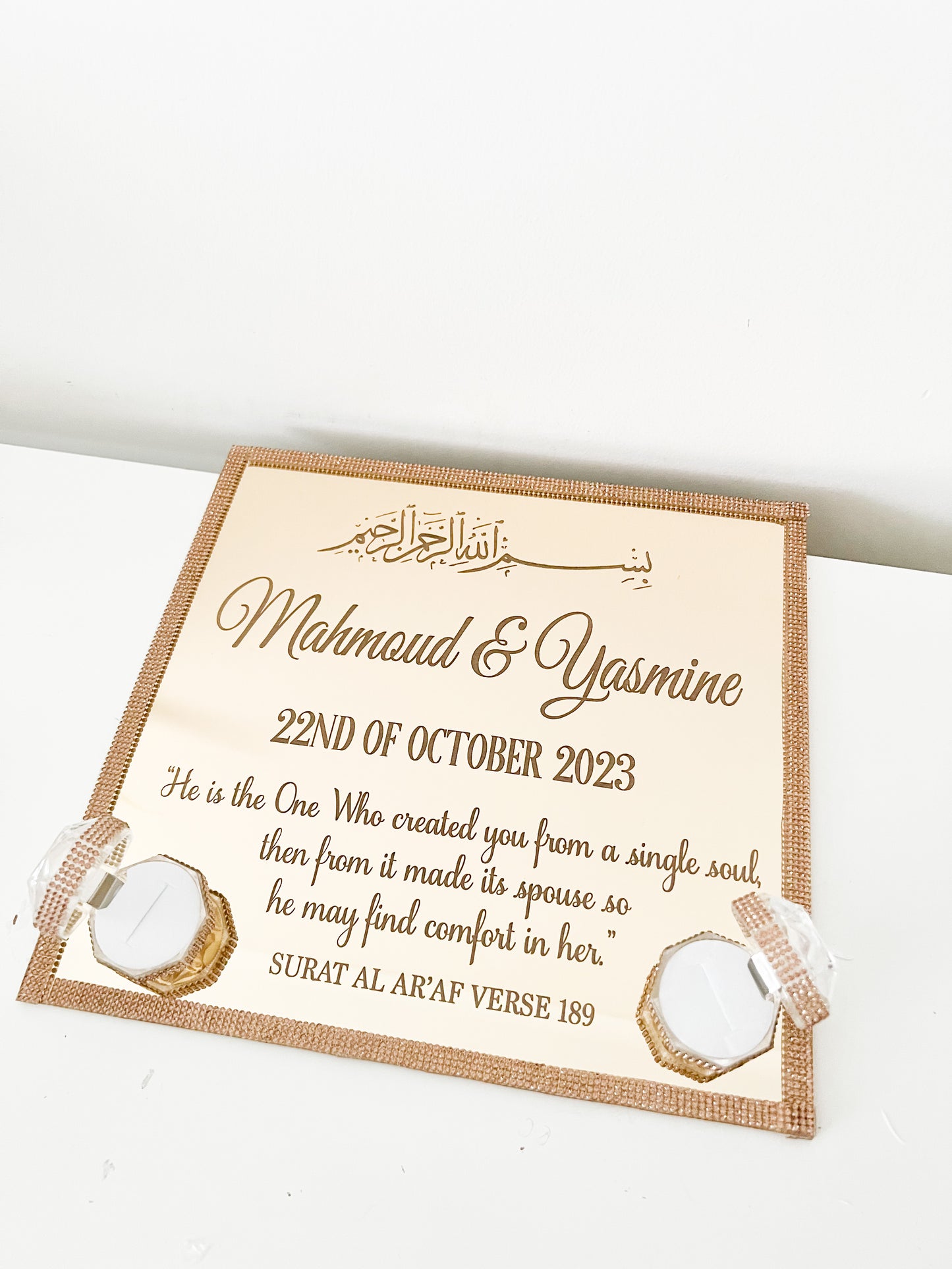 WM Simplistic Gold Ring Tray / engagement, nikkah, wedding