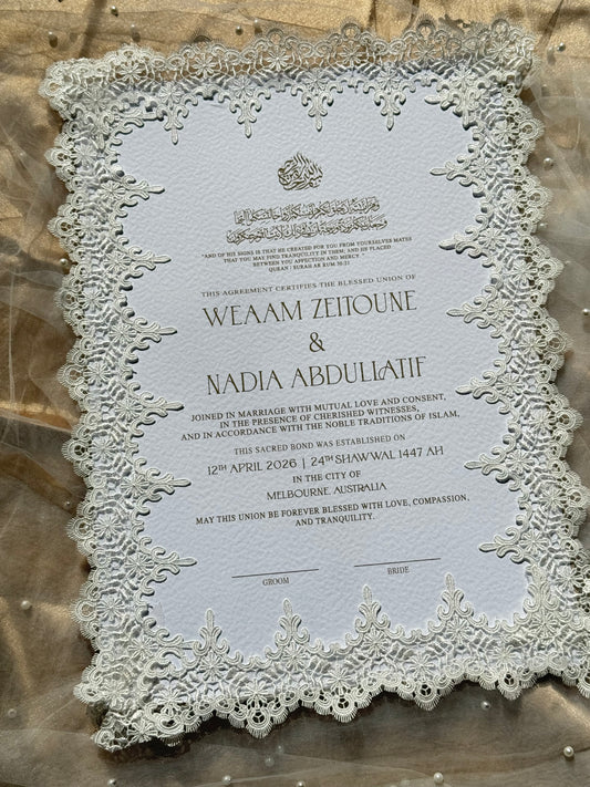 Vintage Lace Nikkah Certificate
