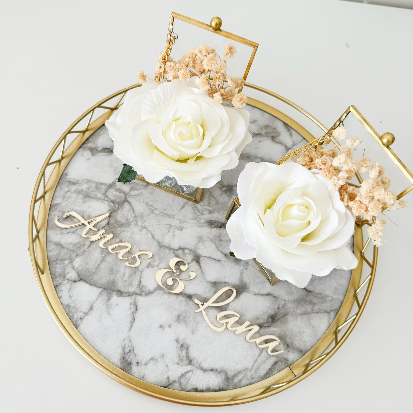 MARBLE AND GOLD RING TRAY / engagement, nikkah, wedding tray