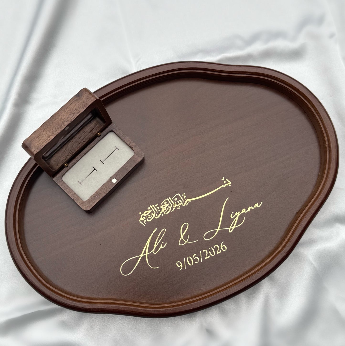 Vintage Wooden Brown Ring Tray