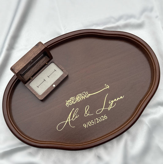 Vintage Wooden Brown Ring Tray