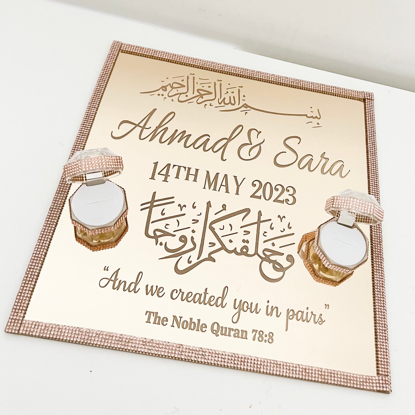 WM Simplistic Gold Ring Tray / engagement, nikkah, wedding