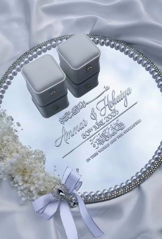 Dried Flower Pearl Mirror Ring tray