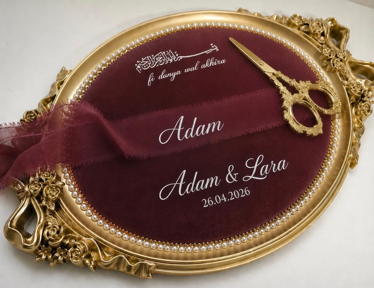 Burgundy Vintage Velvet Ring Tray