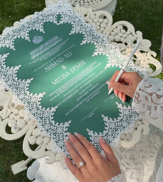 EMERALD Vintage Lace Nikkah Certificate