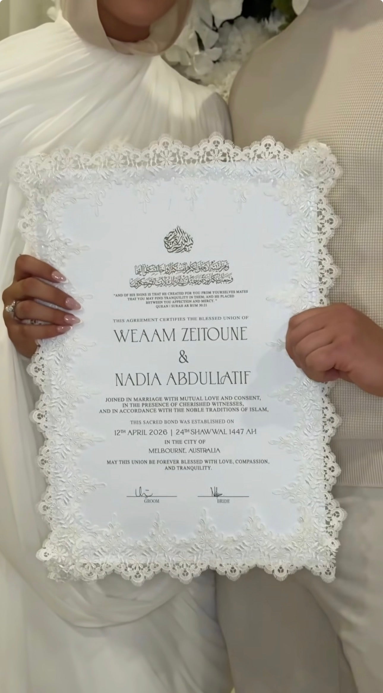 Vintage Lace Nikkah Certificate