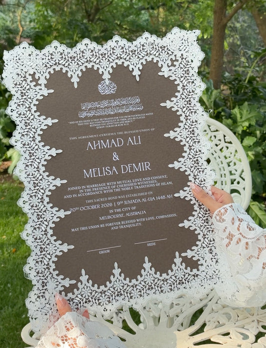 CHOCOLATE Vintage Lace Nikkah Certificate
