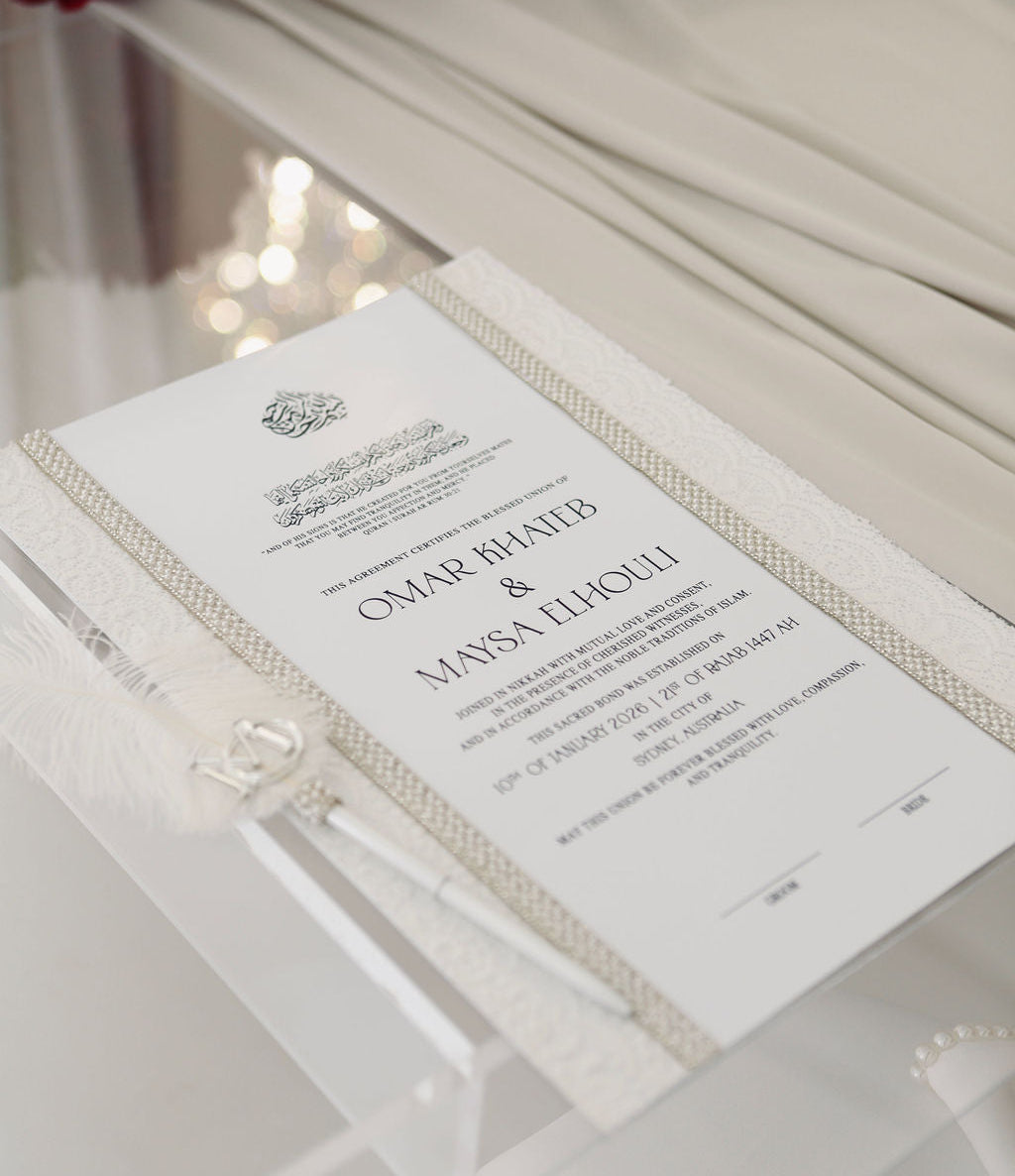 Lace Embellished Nikkah Certificate