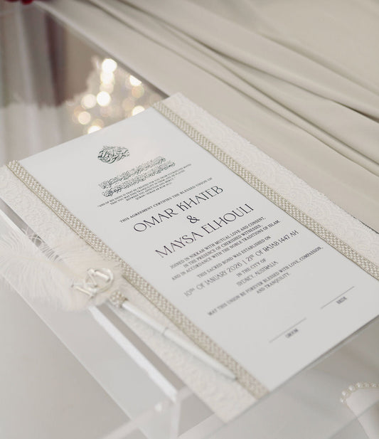 Lace Embellished Nikkah Certificate