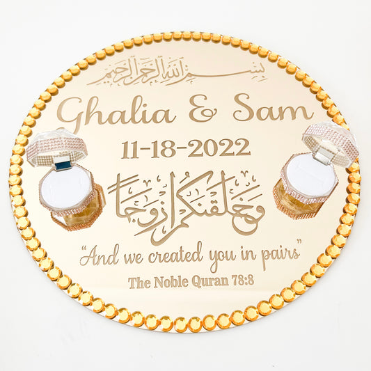 WM Simplistic Round Ring Tray (Gold) / engagement, nikkah, wedding tray