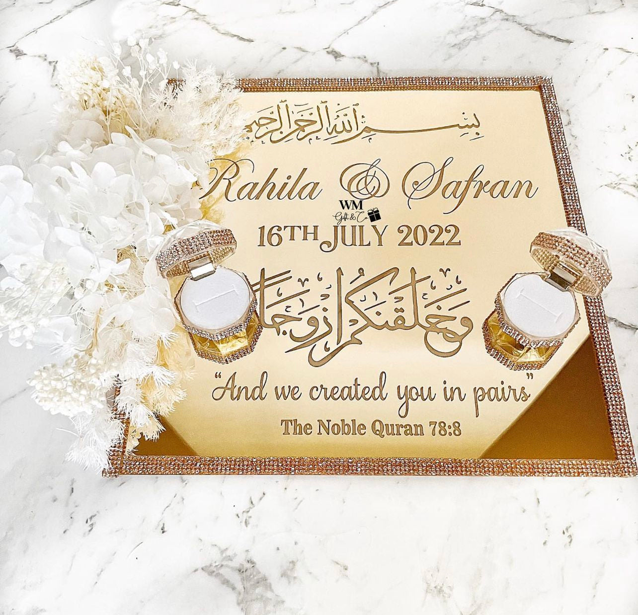 WM Simplistic Gold Ring Tray / engagement, nikkah, wedding