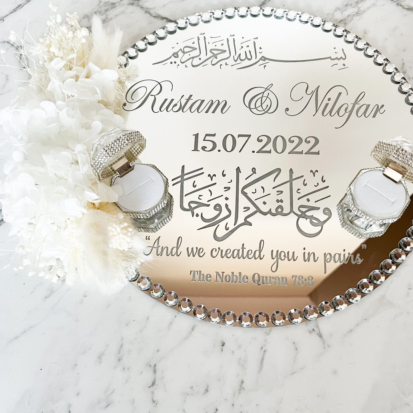 WM Simplistic Ring Tray (Silver) / engagement, nikkah, wedding tray