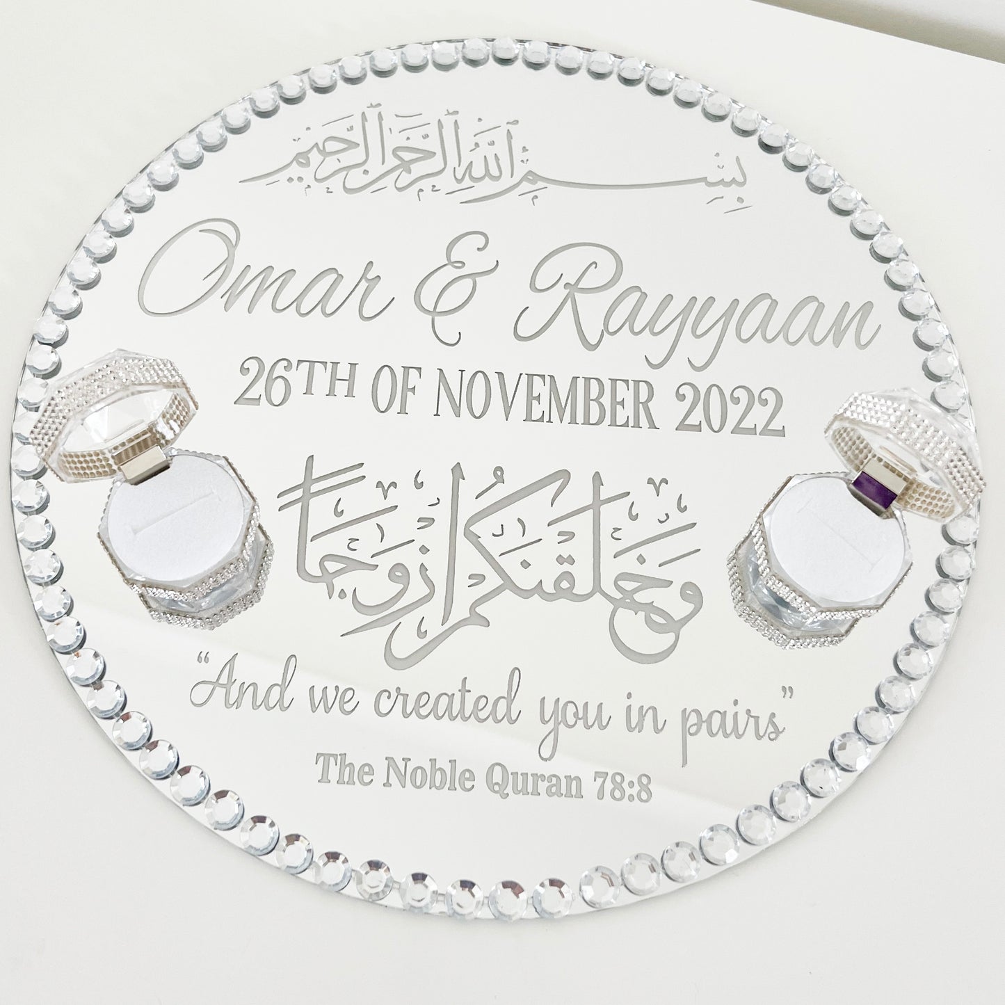 WM Simplistic Ring Tray (Silver) / engagement, nikkah, wedding tray