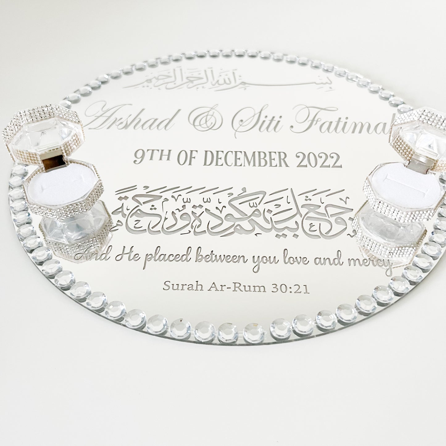 WM Simplistic Ring Tray (Silver) / engagement, nikkah, wedding tray